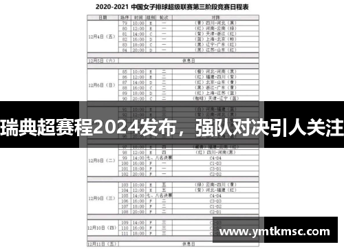 瑞典超赛程2024发布，强队对决引人关注